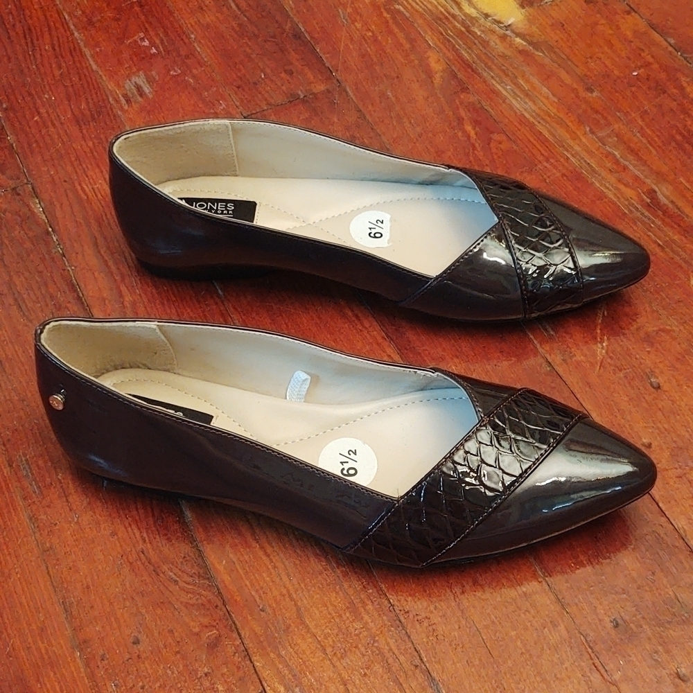 Jones New York Signature Maureen Patent Dark Wine/Burgundy Flats Sz 6.5